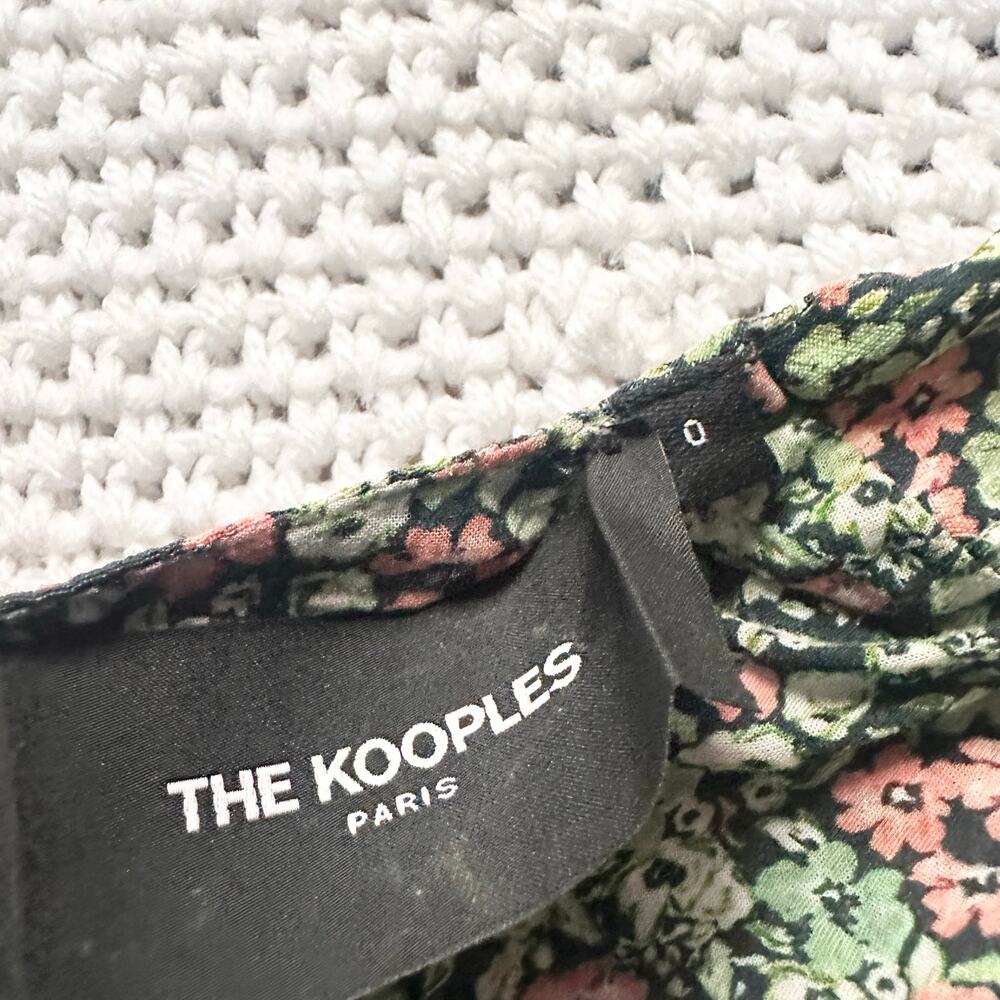 The Kooples Green Ditzy Floral Print Flutter Sleeve V Neck Peplum Flowy Top 0 - Picture 10 of 11